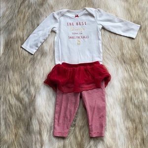 6 Month Christmas Onesie and Skirt Set, New without tag
